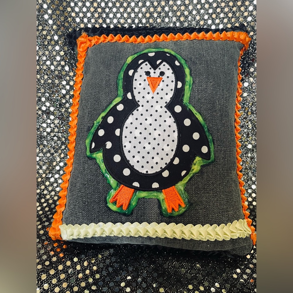 Hand Crafted Glow In The Dark Penguin Pillow Children